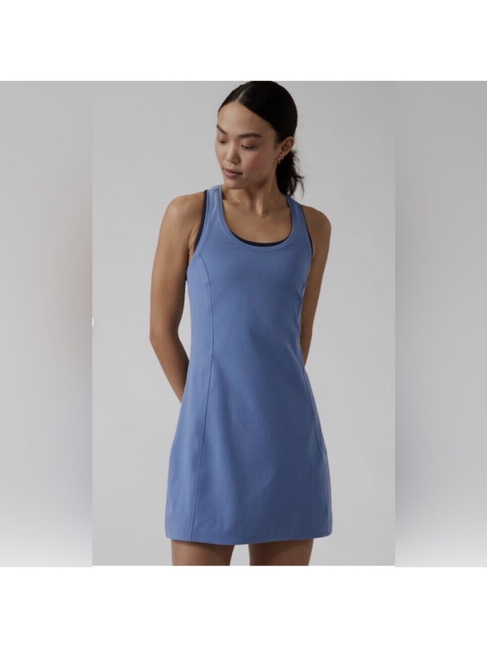 Athleta Cottage Blue Racerback On My Way Dress - Picture 1 of 4